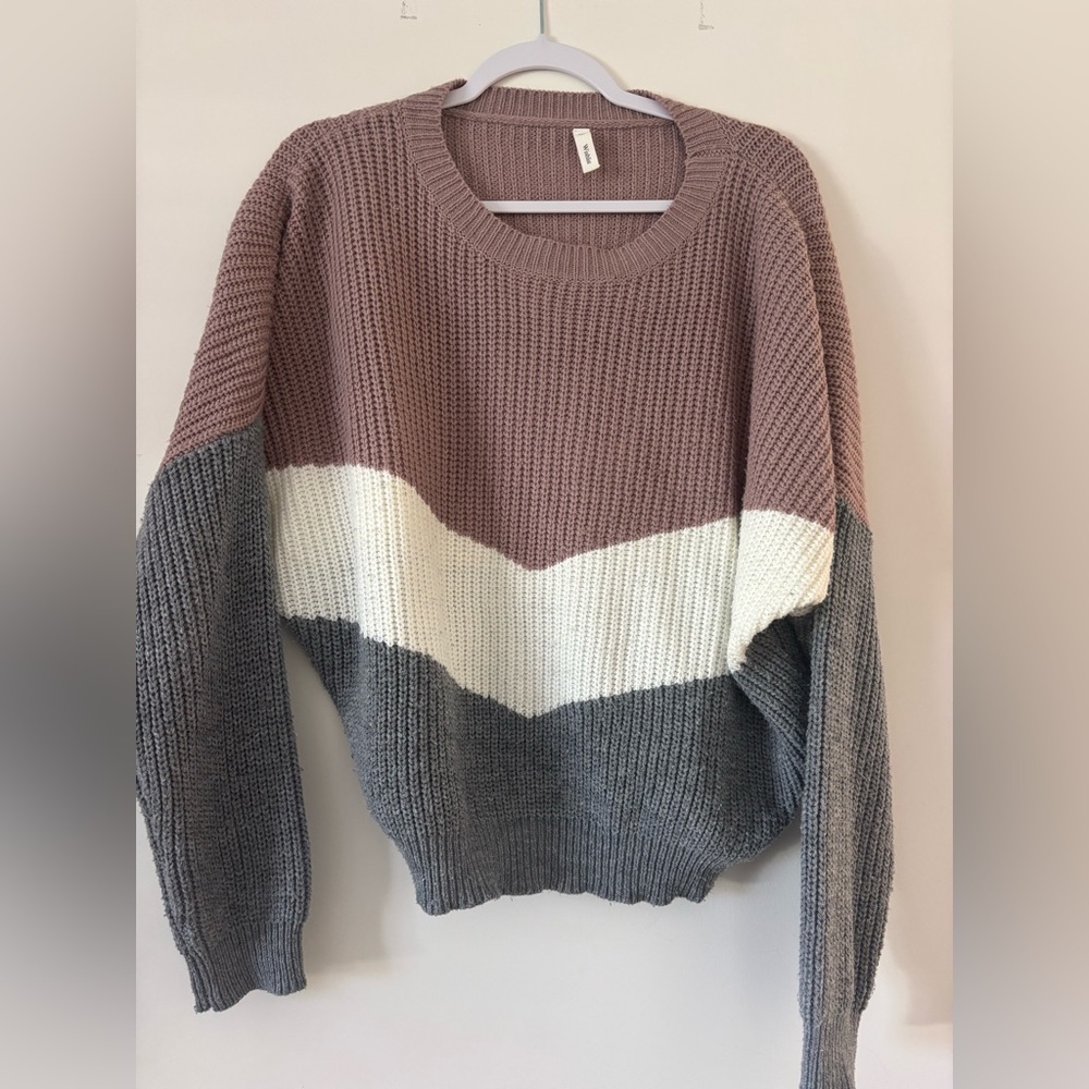 Striped “Wish” Women's Crewneck Knit Sweater